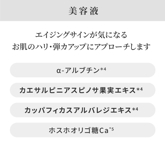 美容液　エイジングサインが気になるお肌のハリ・弾力アップにアプローチします
