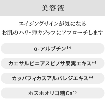 美容液　エイジングサインが気になるお肌のハリ・弾力アップにアプローチします
